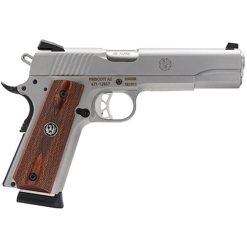 RUG SR1911 45ACP 5 SS WOOD GRIP 8RD RUG SR1911 45ACP 5 SS WOOD GRIP 8RD