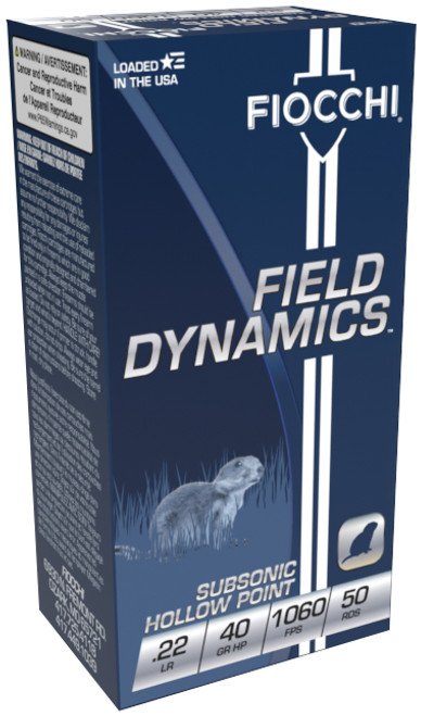 FIO FIELD DYNAMICS 22LR 38GR SUBSONIC HP 50 ROUND BOX FIO FIELD DYNAMICS 22LR 38GR SUBSONIC HP 50 ROUND BOX