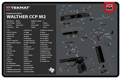 TekMat TEKR17WALCCPM2 Walther CCP M2 Cleaning Mat Black/White Rubber 11"x17" Walther CCP M2 Parts Diagram