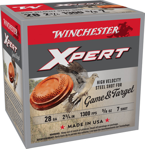WINCHESTER XPERT GAME & TARGET STEEL 28GA 2 3/4"  7 SHOT 25 ROUND BOX WINCHESTER XPERT GAME & TARGET STEEL 28GA 2 3/4"  7 SHOT 25 ROUND BOX