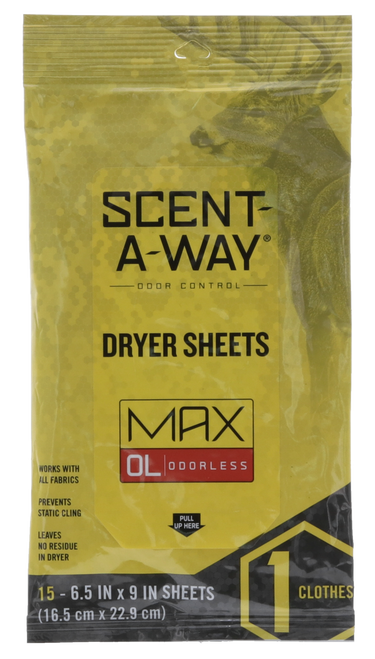 Scent-A-Way 07707 Max Dryer Sheets Odor Eliminator Odorless Scent Dryer Sheet 15 Per Pkg Scent-A-Way 07707 Max Dryer Sheets Odor Eliminator Odorless Scent Dryer Sheet 15 Per Pkg