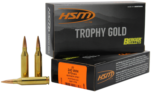 HSM 24387VLD Trophy Gold Extended Range 243 Win 87 gr Berger Hybrid Tactical Open Tip Match 20 Per Box/ 25 Case HSM 24387VLD Trophy Gold Extended Range 243 Win 87 gr Berger Hybrid Tactical Open Tip Match 20 Per Box/ 25 Case