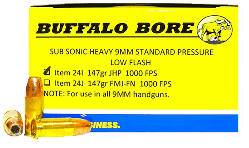 Buffalo Bore Ammunition 24I20 Subsonic Strictly Business 9mmLuger Subsonic 147gr Jacketed Hollow Point 20 Per Box/12 Case Buffalo Bore Ammunition 24I20 Subsonic Strictly Business 9mmLuger Subsonic 147gr Jacketed Hollow Point 20 Per Box/12 Case