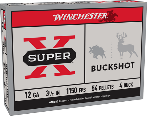Winchester Ammo XB12L4 Super X  12Gauge 3.50" 54Pellets 4Buck Shot 5 Per Box/50 Case Winchester Ammo XB12L4 Super X  12Gauge 3.50" 54Pellets 4Buck Shot 5 Per Box/50 Case