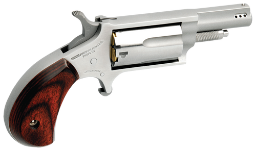 North American Arms 22MP Mini-Revolver  22 WMR 5 Shot 1.63" Stainless Steel Ported Barrel, Stainless Steel Frame & Cylinder, Rosewood Birdshead Grip, Exposed Hammer