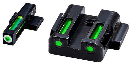 HiViz MPSN321 LiteWave H3 Sight Set for S&W Shield Green Tritium White Outline Front Sight-Green Fiber Optic Rear Sight