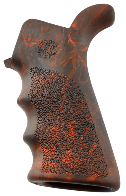 Hogue 15421 OverMolded Beavertail made of Rubber with Red Lava Finish, Cobblestone Texture & Finger Grooves for AR-15, M16 Hogue 15421 OverMolded Beavertail made of Rubber with Red Lava Finish, Cobblestone Texture & Finger Grooves for AR-15, M16