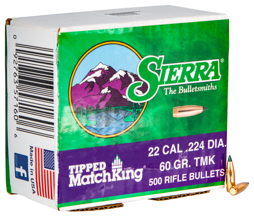 Sierra 7160C Tipped MatchKing  22Cal 60gr Tipped MatchKing 500/Box Sierra 7160C Tipped MatchKing  22Cal 60gr Tipped MatchKing 500/Box