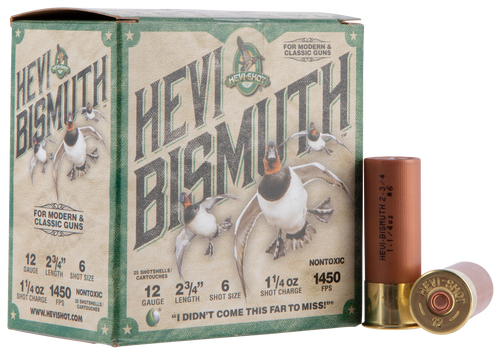 HEVI-Shot HS14706 HEVI-Bismuth  12Gauge 2.75" 1 1/4oz Bismuth 6Shot 25 Per Box/10 Case HEVI-Shot HS14706 HEVI-Bismuth  12Gauge 2.75" 1 1/4oz Bismuth 6Shot 25 Per Box/10 Case