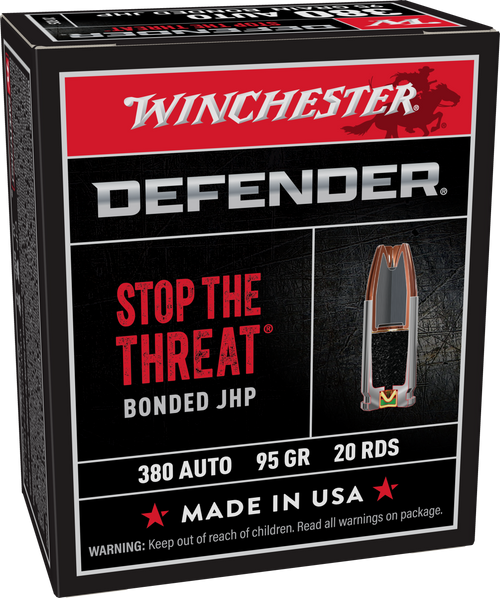 Winchester Ammo S380PDB Defender  380ACP 95gr Bonded Jacket Hollow Point 20 Per Box/10 Case Winchester Ammo S380PDB Defender  380ACP 95gr Bonded Jacket Hollow Point 20 Per Box/10 Case