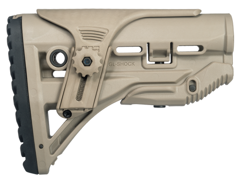 FAB Defense FXGLSHOCKCP GL-Shock  Buttstock for AR-15/ M16/ M4 w/Adjustable Cheek-Rest & Anti-Rattle Mechanism Flat Dark Earth Mil-Spec Reinforced Polymer FAB Defense FXGLSHOCKCP GL-Shock  Buttstock for AR-15/ M16/ M4 w/Adjustable Cheek-Rest & Anti-Rattle Mechanism Flat Dark Earth Mil-Spec Reinforced Polymer