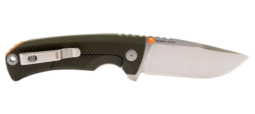 S.O.G SOG14060143 Tellus FLK  3.65" Folding Clip Point Plain Stonewashed Cryo 440C SS Blade/ Olive Drab Textured GRN Handle