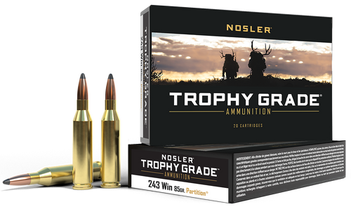 Nosler 60002 Trophy Grade  243Win 85gr Nosler Spitzer Partition 20 Per Box/10 Case Nosler 60002 Trophy Grade  243Win 85gr Nosler Spitzer Partition 20 Per Box/10 Case