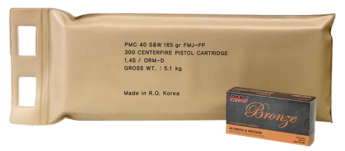 PMC 40DBP Bronze Battle Pack 40S&W 165gr Full Metal Jacket 300 Per Box/3 Case PMC 40DBP Bronze Battle Pack 40S&W 165gr Full Metal Jacket 300 Per Box/3 Case