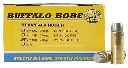 Buffalo Bore Ammunition 13C20 Heavy Strictly Business 480Ruger 410gr Wide Flat Nose 20 Per Box/12 Case Buffalo Bore Ammunition 13C20 Heavy Strictly Business 480Ruger 410gr Wide Flat Nose 20 Per Box/12 Case