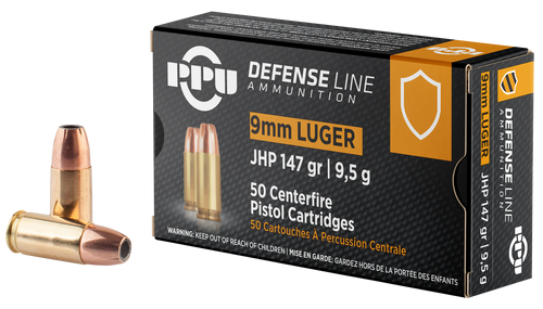 PPU PPD92 Defense  9mmLuger 147gr Jacketed Hollow Point 50 Per Box/20 Case PPU PPD92 Defense  9mmLuger 147gr Jacketed Hollow Point 50 Per Box/20 Case