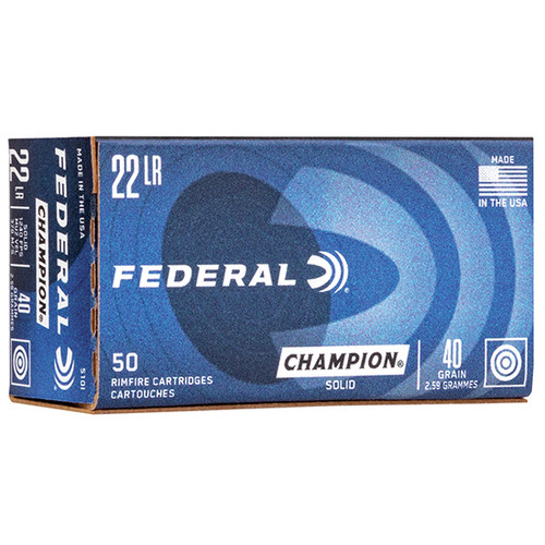 FEDERAL CHAMPION 22LR 40GR. LRN 50 ROUND BOX FEDERAL CHAMPION 22LR 40GR. LRN 50 ROUND BOX
