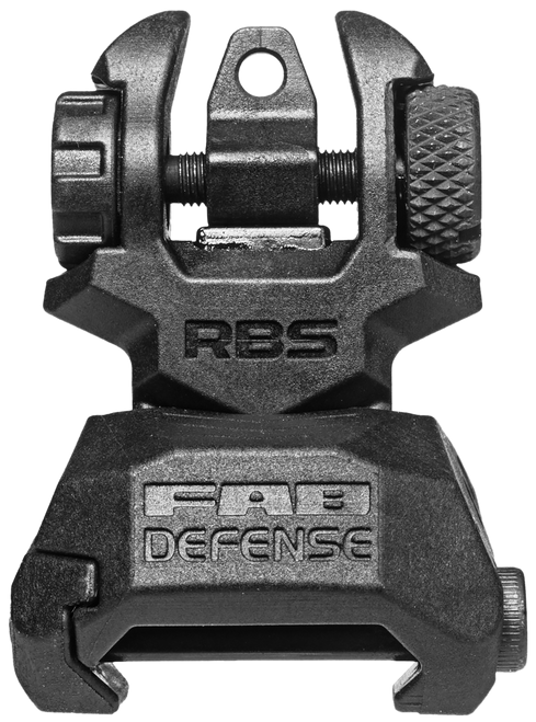 FAB Defense FXRBS Rear Back-Up Sight  for AR-15/ M16/ M4 Dual Aperture Low Folded Profile Spring-Locked Deployment Black Polymer & Metal