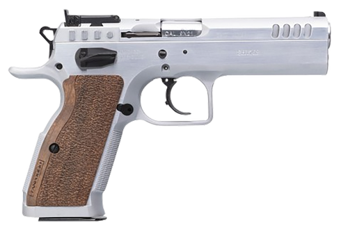 Tanfoglio IFG TFSTOCK245 Stock II Competition 45 ACP 10+1, 4.44" Stainless Polygonal Rifled Barrel, Stainless Ported/Serrated Slide, Stainless Steel Frame, Brown Polymer Grip