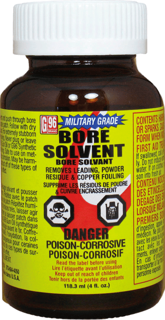 G96 1108 Military Grade Bore Solvent Removes Powder, Lead, Plastic Fouling 4 oz Jar