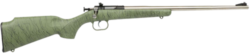 Crickett KSA2442 Gen2  Youth 22 LR 1rd 16.13" Stainless Single Shot Barrel, Stainless Steel Receiver, Green w/Black Webbing Fixed Synthetic Stock