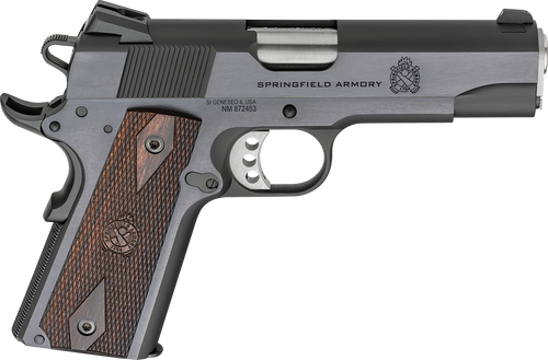 Springfield Armory PX9418 1911 Garrison 45 ACP 7+1 4.25" Stainless Match Grade Barrel, Blued Serrated Carbon Steel Slide & Frame w/Beavertail, Thinline Wood Grip Springfield Armory PX9418 1911 Garrison 45 ACP 7+1 4.25" Stainless Match Grade Barrel, Blued Serrated Carbon Steel Slide & Frame w/Beavertail, Thinline Wood Grip