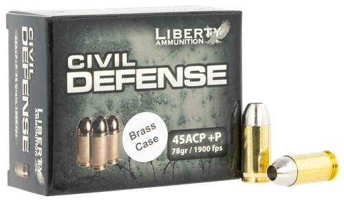 Liberty Ammunition LACD45013BC Civil Defense  45ACP+P 78gr Lead Free Fragmenting Hollow Point 20 Per Box/50 Case Liberty Ammunition LACD45013BC Civil Defense  45ACP+P 78gr Lead Free Fragmenting Hollow Point 20 Per Box/50 Case