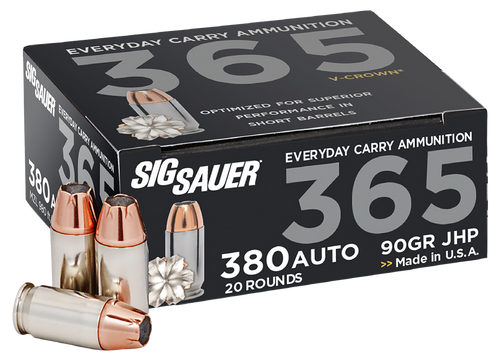 Sig Sauer E380A136520 Elite Performance 365 380ACP 90gr V-Crown Jacketed Hollow Point 20 Per Box/10 Case Sig Sauer E380A136520 Elite Performance 365 380ACP 90gr V-Crown Jacketed Hollow Point 20 Per Box/10 Case