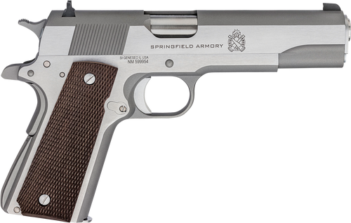 Springfield Armory PBD9151L 1911 Mil-Spec Defend Your Legacy 45 ACP 7+1, 5" Stainless Steel Match Grade Barrel, Stainless Serrated Slide, Stainless Steel Frame w/Beavertail, Checkered Wood Grip Springfield Armory PBD9151L 1911 Mil-Spec Defend Your Legacy 45 ACP 7+1, 5" Stainless Steel Match Grade Barrel, Stainless Serrated Slide, Stainless Steel Frame w/Beavertail, Checkered Wood Grip