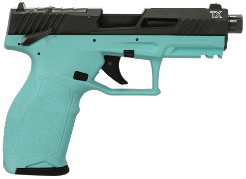 Taurus 1-2TX22P141C-10 TX22 T.O.R.O. 22 LR 10+1 4.60" Matte Black Threaded Barrel, Black Hard Coat Anodized Optic Ready/Serrated Slide, Cyan Polymer Frame w/Picatinny Rail, Textured Grip Taurus 1-2TX22P141C-10 TX22 T.O.R.O. 22 LR 10+1 4.60" Matte Black Threaded Barrel, Black Hard Coat Anodized Optic Ready/Serrated Slide, Cyan Polymer Frame w/Picatinny Rail, Textured Grip