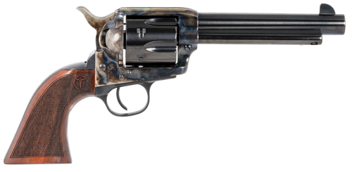 Taylors & Company 550813 Smoke Wagon  45 Colt (LC) Caliber with 5.50" Blued Finish Barrel, 6rd Capacity Blued Finish Cylinder, Color Case Hardened Finish Steel Frame & Checkered Walnut Grip