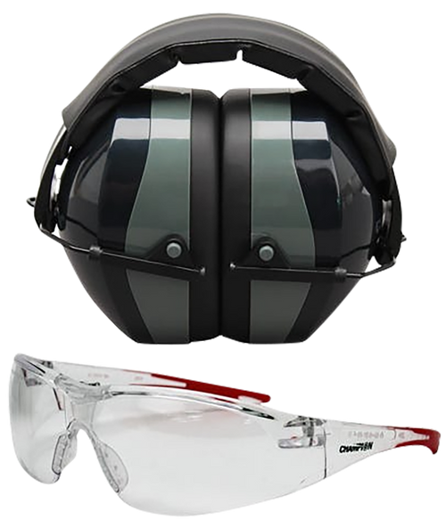 Champion Targets 40622 Eyes & Ears Combo 26 dB Over the Head Passive Muff & Shooting Glasses Black/Gray Champion Targets 40622 Eyes & Ears Combo 26 dB Over the Head Passive Muff & Shooting Glasses Black/Gray