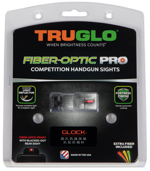 TruGlo TG132G2 Fiber-Optic Pro  Red/Fiber Optic Front Sight-Black/Blank Rear Sight Glock 20/21 TruGlo TG132G2 Fiber-Optic Pro  Red/Fiber Optic Front Sight-Black/Blank Rear Sight Glock 20/21