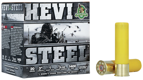HEVI-Shot HEVI-Steel  20 Gauge 3"  1 Shot 25 Round Box HEVI-Shot HEVI-Steel  20 Gauge 3"  1 Shot 25 Round Box