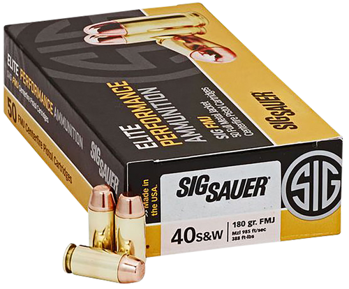 Sig Sauer E40SB250 Elite Ball  40S&W 180gr Full Metal Jacket 50 Per Box/20 Case Sig Sauer E40SB250 Elite Ball  40S&W 180gr Full Metal Jacket 50 Per Box/20 Case