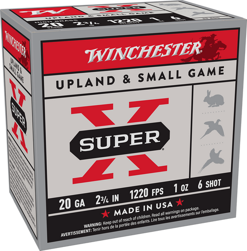 Winchester Super X Upland & Small Game 20 Gauge 2 3/4"  6 Shot 25 Round Box Winchester Super X Upland & Small Game 20 Gauge 2 3/4"  6 Shot 25 Round Box