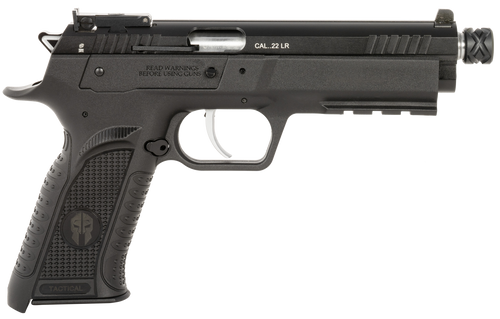 Tanfoglio TFFTAC22AS Force Tactical 22 LR 10+1 4.40" Threaded Barrel, Black Serrated Slide, Black Polymer Frame w/Beavertail & Picatinny Rail, Black Polymer Grip