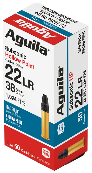 Aguila Subsonic 22LR 38gr HP 50 Round Box Aguila Subsonic 22LR 38gr HP 50 Round Box