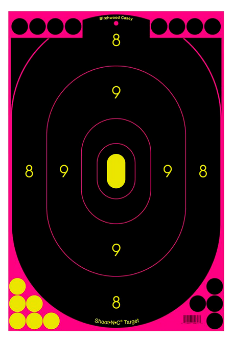 Birchwood Casey 34635 Shoot-N-C Reactive Target Self-Adhesive Paper Black/Pink 12"x18" Oval Silhouette 5 Pack