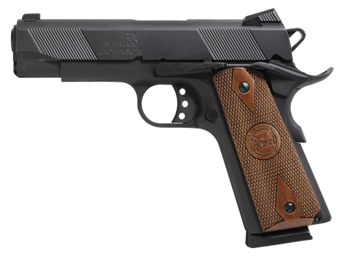 Iver Johnson Arms HAWK Hawk Commander 45 ACP 8+1 4.25" Black Steel Barrel, Matte Black Serrated Steel Slide & Frame w/Beavertail. Checkered Double Diamond Walnut Grip Iver Johnson Arms HAWK Hawk Commander 45 ACP 8+1 4.25" Black Steel Barrel, Matte Black Serrated Steel Slide & Frame w/Beavertail. Checkered Double Diamond Walnut Grip