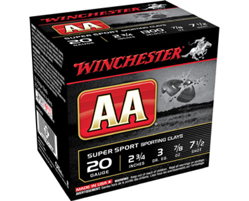 WINCHESTER AA SPORTING CLAYS 20GA 2 3/4"  7 1/2 SHOT 25 ROUND BOX WINCHESTER AA SPORTING CLAYS 20GA 2 3/4"  7 1/2 SHOT 25 ROUND BOX