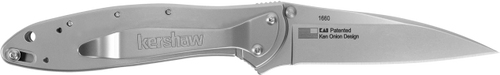 Kershaw 1660 Leek  3" Folding Drop Point Plain Bead Blasted 14C28N Steel Blade, Bead Blasted 410 Stainless Steel Handle Includes Pocket Clip