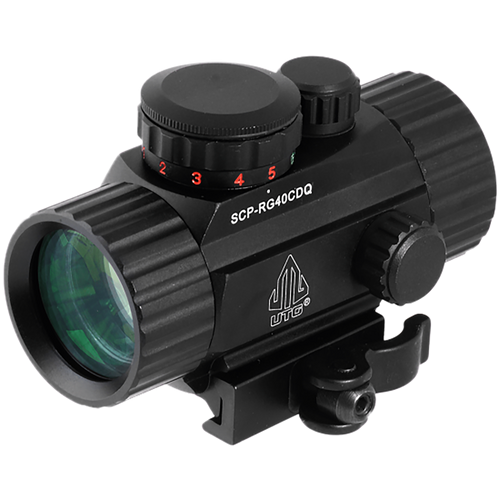 UTG SCPRG40CDQ ITA  Black Hardcoat Anodized 1x 4 MOA Red/Green Dot/62 MOA Circle Reticle UTG SCPRG40CDQ ITA  Black Hardcoat Anodized 1x 4 MOA Red/Green Dot/62 MOA Circle Reticle