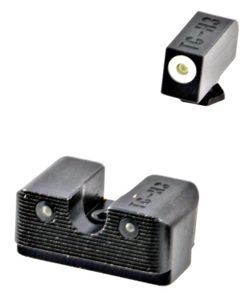 TruGlo TG231G2W Tritium Pro  High, White Outline Tritium Front/ Green Tritium Rear/Black Nitride Fortress Frame, Compatible w/Most Glock Except MOS, Front Post/Rear Dovetail Mount