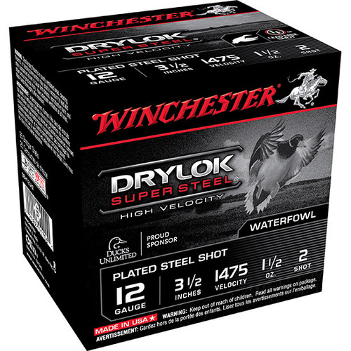 WINCHESTER DRYLOK SUPER STEEL 12GA 3 1/2" STEEL 2 SHOT 25 ROUND BOX WINCHESTER DRYLOK SUPER STEEL 12GA 3 1/2" STEEL 2 SHOT 25 ROUND BOX