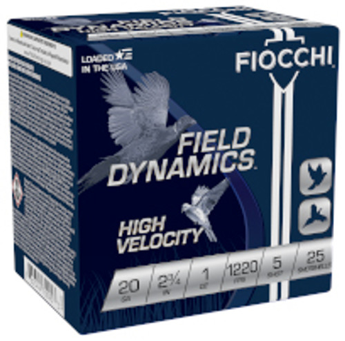 FIOCCHI FIELD DYNAMICS 20GA 2 3/4"  5 SHOT 25 ROUND BOX