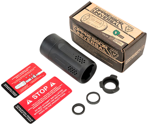 Strike Industries BSOPPRESSORUBK Oppressor Universal Blast Shield Multi-Cal 3.37"L 1.61"D Black Anodized Steel/Aluminum for Barrels with 1/2" & 5/8" Threads (Max .98"D Barrels) Strike Industries BSOPPRESSORUBK Oppressor Universal Blast Shield Multi-Cal 3.37"L 1.61"D Black Anodized Steel/Aluminum for Barrels with 1/2" & 5/8" Threads (Max .98"D Barrels)