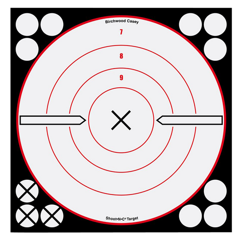 Birchwood Casey 34802 Shoot-N-C Reactive Target Self-Adhesive Paper Black/Red/White 8" Bullseye 6 Pack