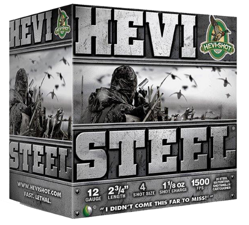 HEVI-Shot HEVI-Steel  12 Gauge 2 3/4"   4 Shot 25 Round Box HEVI-Shot HEVI-Steel  12 Gauge 2 3/4"   4 Shot 25 Round Box