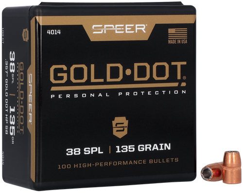 Speer 4014 Gold Dot Personal Protection 38Special 135gr Hollow Point 100 Per Box/5 Case Speer 4014 Gold Dot Personal Protection 38Special 135gr Hollow Point 100 Per Box/5 Case